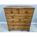 A MODERN PINE CHEST OF SIX DRAWERS 83 X 89 X 38CM