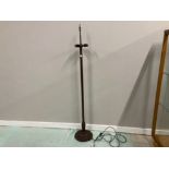 A TIFFANY STYLE BRONZED STANDARD LAMP WITH DRAGONFLY DECORATION