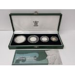 UK ROYAL MINT 2003 BRITAINNIA 4 COIN SILVER PROOF SET OF COINS IN CASE OF ISSUE WITH CERTIFICATE