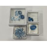 LARGE AMOUNT OF MIXED BLUE TOPAZ - VARIOUS CUTS, SIZES AND SHAPES