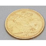 22CT GOLD 1875 FULL SOVEREIGN COIN WITH HEAD UPSIDE DOWN