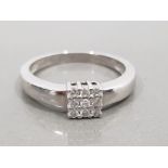 18CT WHITE GOLD 9 STONE DIAMOND CLUSTER RING 3G SIZE K