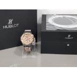 18CT ROSE GOLD HUBLOT BIG BANG LIMITED EDITION LEOPARD PRINT DIAMOND DOT DIAL IN GOOD WORKING ORDER