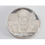 1965 WINSTON CHURCHILL SILVER MEDAL 38MM SPINK AND SON IN ORIGINAL CASED WITH COA