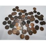 70 FARTHINGS FROM 1754-1942 INCLUDING 1905 MIXED GRADE MANY WITH LUSTRE