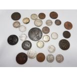 MIXED COLLECTION OF UK COINAGE INCLUDING KEY DATES 1956 1/4 D, 1952 6D, 1844 1/2 OF FARTHING ETC