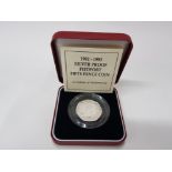 1992- 1993 SILVER PROOF PIEDFORT 50P COIN, RARE EEC MINTAGE 15,000 IN ORIGINAL PACKING AND CASE WITH