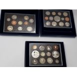 3 ROYAL MINT YEARLY PROOF COIN SETS INCLUDING X10 2004 SET WITH 2 POUND BI COLOUR, 2 POUND LOCKS , 1