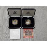 2 ROYAL MINT UK SILVER PROOF PIEDFORT £2 COINS INCLUDES THE GUNPOWDER PLOT 2005 AND RUGBY WORLD