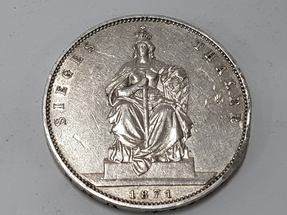 GERMAN SILVER THALER 1871 BERLIN - Image 2 of 6