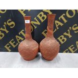 LARGE PAIR OF CHINESE TERRACOTTA DRAGON VASES