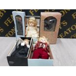 5 BOXED PORCELAIN HEADED DOLLS INC DE MARCO COLLECTION BEE BEE ROBINSONS ETC