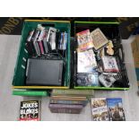 DVDS CDS XBOX 360 BOOKS ETC IN TWO BOXES