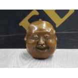 BRONZE/BRASS SIGNED DESK ORNAMENT/PAPERWEIGHT IN THE FORM OF 4 FACES OF BUDDHA 65MM HEIGHT