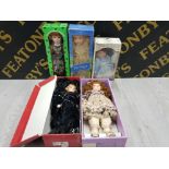 5 BOXED PORCELAIN HEADED DOLLS INC VICTORIA PRINCESS HOUSE PREMIER COLLECTION ETC