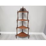 EDWARDIAN MAHOGANY SERPENTINE FRONTED 4 TIER CORNER WHAT NOT STAND 130CM