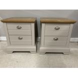 A PAIR OF BEDSIDE DRAWERS WITH OAK TOPS 51 X 58 X 44CM