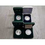 4 AUSTRALIAN SILVER 1 OUNCE COMPRISING SYDNEY 2000 2 DIFFERENT, DONALD BRADMAN 2001 AND 2002 QUEEN