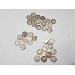 33 SILVER 3DS COINS TO INCLUDE 15 VICTORIAN VEIL HEADS, 10 VICTORIAN YOUNG HEADS AND 8 VICTORIAN