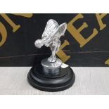 POLISHED 15CM ALUMINIUM SPIRIT ECSTASY ON WOOD PLINTH