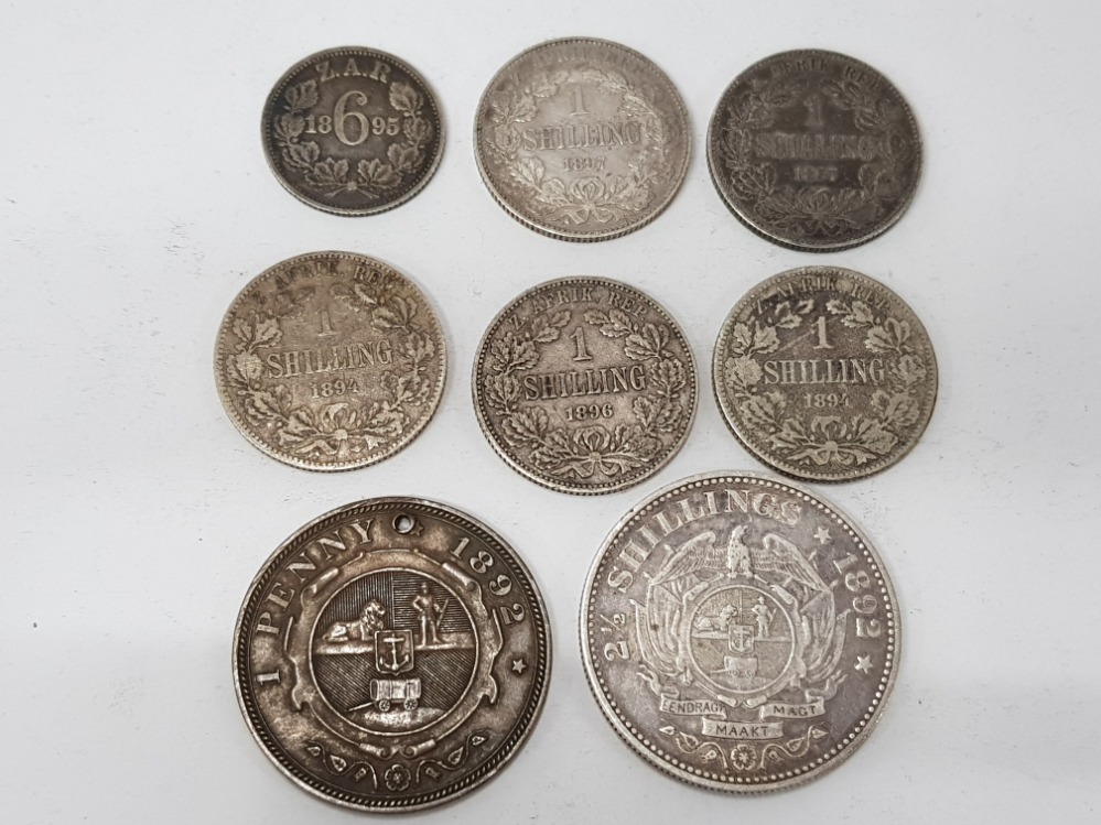 8 SOUTH AFRICAN SILVER COINAGE, 1892 1D, 1895 6D, 1894, 1896, 1897 ETC - Image 2 of 3