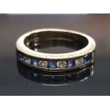 9CT YELLOW GOLD ETERNITY TYPE RING WITH SAPPHIRES AND DIAMONDS SIZE M 3G GROSS