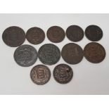 11 JERSEY COIN SET ALL VICTORIAN WITH MANY HIGH GRADES