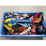 VARIOUS PLAYWORN DIE CAST TOYS TRANSFORMERS AND DIE CAST AEROPLANES ETC