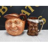 A ROYAL DOULTON JOHN BARLEY CORN OLD LAD CHARACTER JUG PLUS ONE OTHER CHARACTER JUG NAMED FALSTAFF