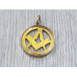 GLASS AND YELLOW METAL MASONIC PENDANT