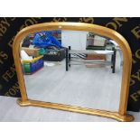 A MODERN GILT OVERMANTLE BEVELLED WALL MIRROR 118 X 84CM