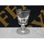 A TOASTING GLASS APPROXIMATELY 1825/40 IN SUPERB CONDITION ROUGH PONTIL TO BASE