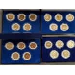 20 USA GOLD COINS PLATED STATEHOOD QUARTERS DIFFERENTLY HOUSED IN 4 DISPLAY BOXES WITH CERTIFICATES