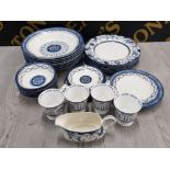 40 PIECE BLUE AND WHITE QUEENS ROYAL PALACE DINNER SERVICE