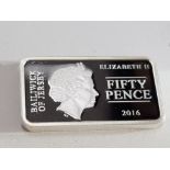 2016 FINE SILVER BATTLE OF HASTINGS JERSEY PROOF FIFTY PENCE SILVER BAR 2.5G CAPSULE .999 SILVER