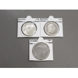 3 SILVER DANISH COINS INCLUDES 1958 2 KRONER 1964 5 KRONER AND 1967 10 KRONER