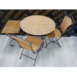 WICKER TABLE AND 2 CHAIRS WITH SIDE TABLE