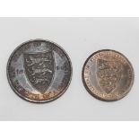 2 JERSEY COINS INCLUDING VICTORIA 1/2 SHILLING 1894 EF PLUS TRACE OF ORIGINAL LUSTER AND A 1/2