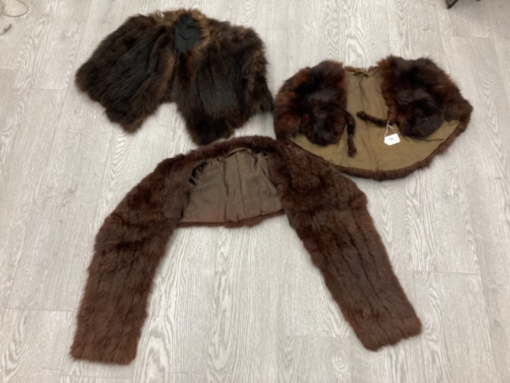 TWO VINTAGE FUR CAPES AND A STOLE