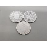 3 VICTORIA SILVER HALF CROWNS DATING 1891 1896 AND 1900