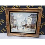 AN OIL PAINTING BY R GRAYSON CONTINENTAL STREET SCENE SIGNED 39.5 X 50 CM