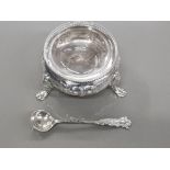 LONDON HALLMARKED 1866 SILVER SALT BOWL WITH GLASS LINER BY BEARE FALCKE TOGETHER WITH LONDON