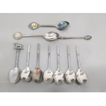 6 E.P.O.B SILVER PLATED AND COPPER GOLF SPOONS AND 4 OTHERS