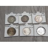 6 SILVER ITALIAN COINS 1887 2 LIRE 1961,1966,1983 AND 1974 500 LIRE AND 1977 1000 LIRE IN NICE