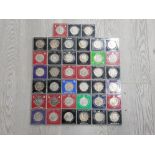 40 UK CROWNS ALL IN PLASTIC CASES FROM 1965 TO 1981