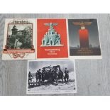 4 THIRD REICH WAR TIME PROPAGANDA CARDS THREE USED IN NUREMBERG