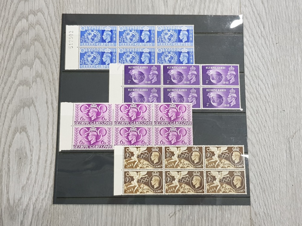 1948 OLYMPIC GAMES SET OF 4 IN UNMOUNTED MINT BLOCKS OF 6