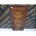 A VINTAGE WOODEN ASSURANCE COMPANY PLAQUE 110 X 50CM