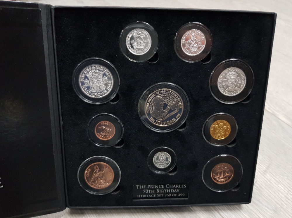 QUEENS CORONATION JUBILEE, QUEENS PLATINUM WEDDING AND PRINCE CHARLES 70TH COIN SETS AND A SET OF - Image 3 of 8