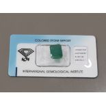 8.04 CARAT EMERALD NATURAL, DEEP GREEN, EMERALD CUT, CERTIFIED WITH IGI COLOURED STONE REPORT